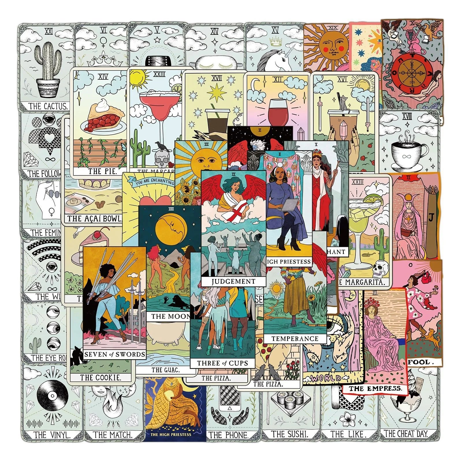 50Pcs Tarot Divination Cool Graffiti Sticker for Girl Notebook Phone Diy Toys Luggage Laptop Bottle Decor Stickers