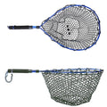 Magnetic Clip Fly Fishing Landing Net Catch and Release Trout Net Aluminum Alloy Frame with Soft Rubber Mesh Black Rubber Net