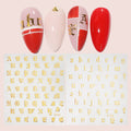 Custom OEM New Design Pretty 3D Nail Art Stickers Gold Rainbow Metallic English Letter Number DIY Nail Sticker Decals Wholesale