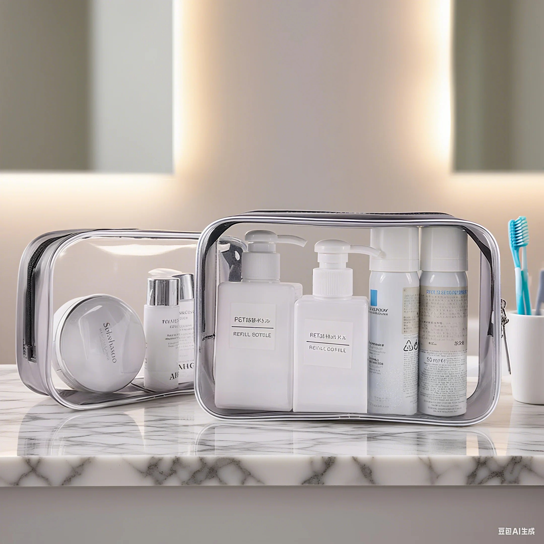 Clear Makeup Organizer Pouches Tote Travel Toiletries Bags Transparent PVC Cosmetic Bag