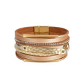 DHJ00196 Hot Selling Fashion Multi Layer Leather Bracelet Women Magnetic Buckle PU Leather Bracelet