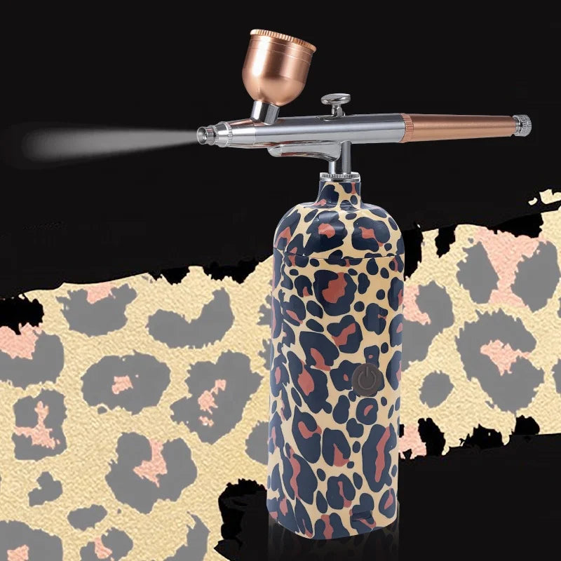 Leopard Dual Action Gravity Feed Cordless USB Rechargeable Cake Decoration Airbrush Sprayer