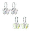 925 Sterling Silver Rainbow Crystal Butterfly Drop Earrings Colorful Dangle Clips Gift for Women Insect Artisan Jewelry SCE1588
