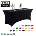 Custom Printed 6FT Stretch Spandex Table Cover for Standard Folding Tables Rectangular Fitted Tablecloth Protector for Events