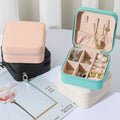 Travel Portable Jewelry Storage Box Pu Leather Double Layer Jewelry Bag Jewelry Display Case