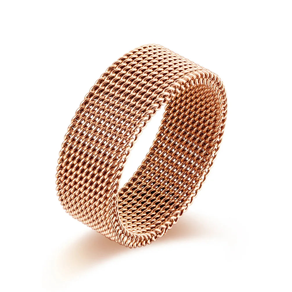 Wholesale of Popular Men's Women's Jewelry in Factoriesfashionable Personalized Design Titanium Steel Woven Mesh Rings