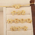 Wholesale Gold Charms Zircon Cubic Zirconia Brass Connector 26 Letter Bracelet Charms Pendant Letter Charm for Jewelry Making