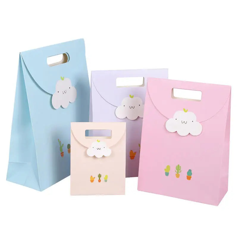 High Quality Rainbow Craft Logo Printing Hand-Made Gift Paperboard Boutique Tie Bag with Hot Stamping Recyclable for Candle