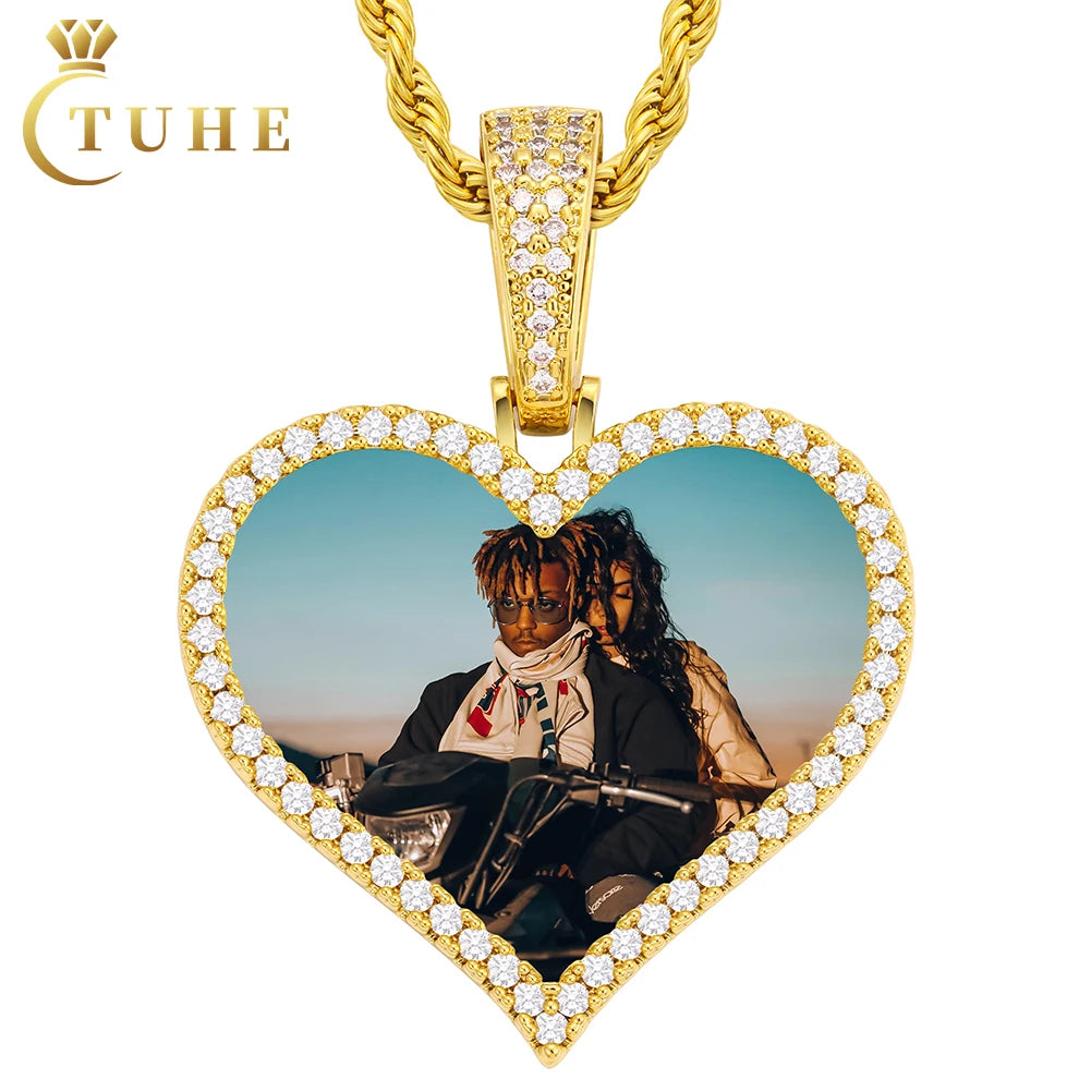 38mm Engraved Custom Pendant Necklace for Men and Women Hip Hop Jewelry  Iced Out Love Custom Picture Necklace With Chain