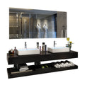 Luxury Modern Solid Wood Bathroom Vanity Cabinet with Wall-Mounted Silver Mirror and Ceramic Sink