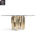 Italian Designer Modern Luxurious Round Tempered Glass Dining Table Set 6-8 Chair Capacity Elegant Oval Shape for Home Hotel Use