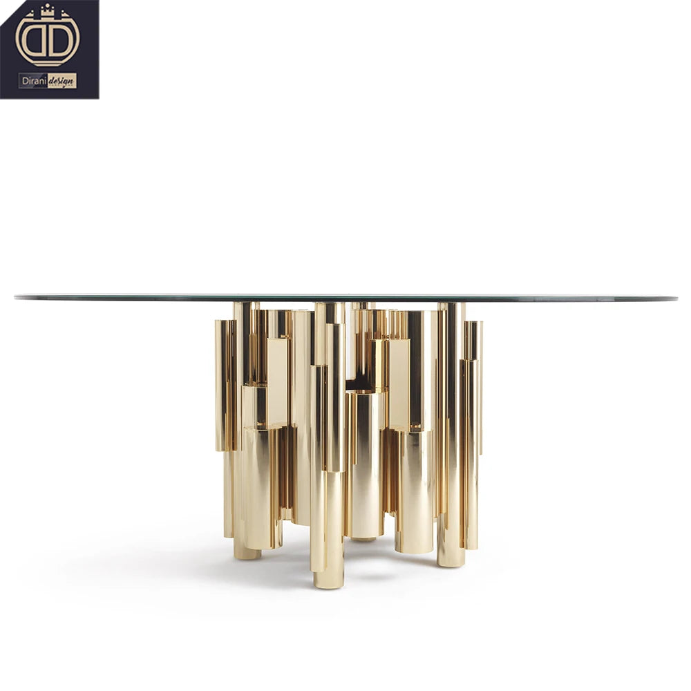 Italian Designer Modern Luxurious Round Tempered Glass Dining Table Set 6-8 Chair Capacity Elegant Oval Shape for Home Hotel Use