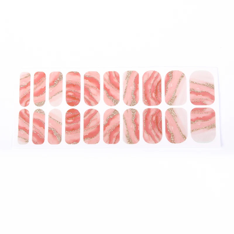 Wholesale Adhesive Nail Polish Strips Colorful Marble Pattern Custom Nail Polish Strips