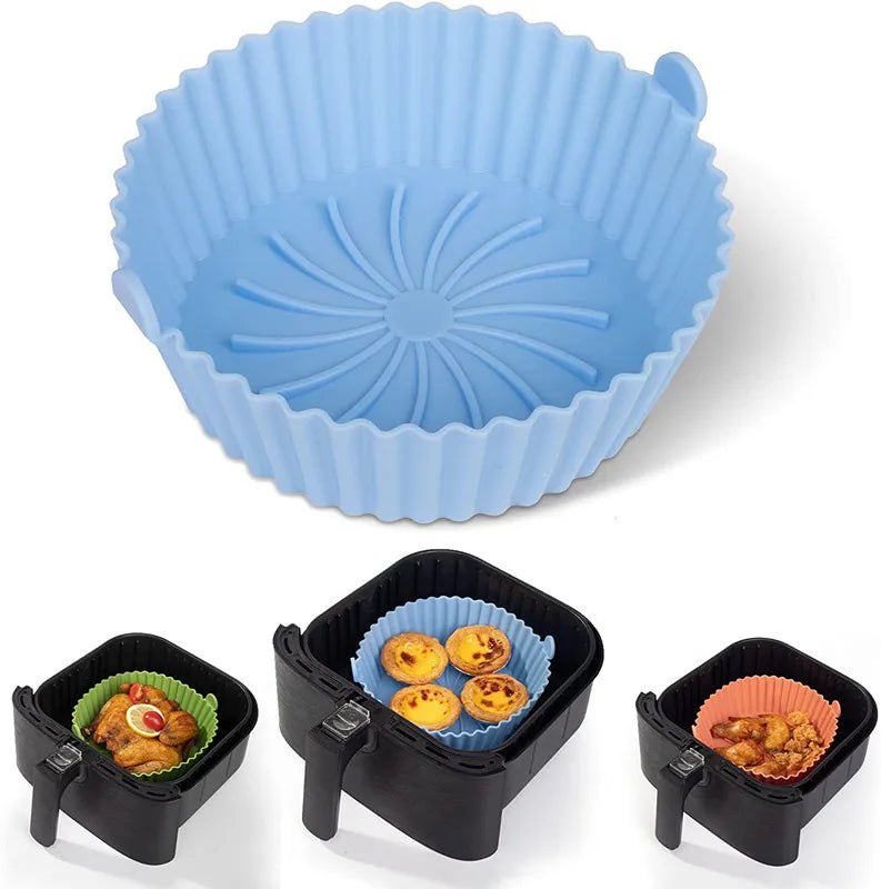 Air Fryer Silicone Pot Reusable Non-stick Air Fryer Silicone Liners Compatible Air Fryer Basket Accessories