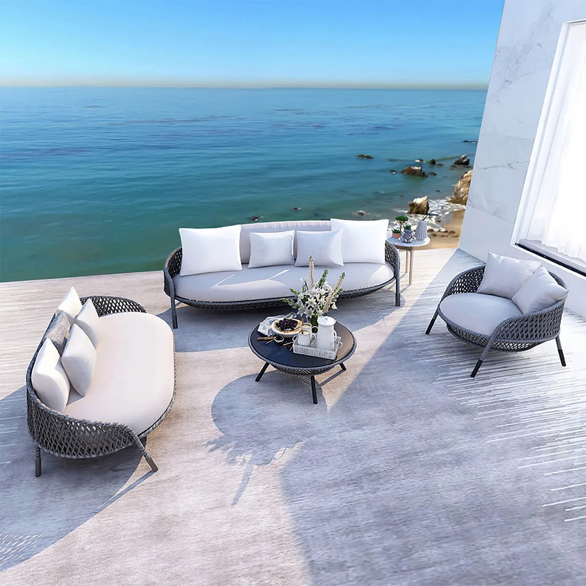 Best Selling Patio Sets Aluminium Garden Sofas Rattan Waterproof Set Furniture Outdoor Sofa