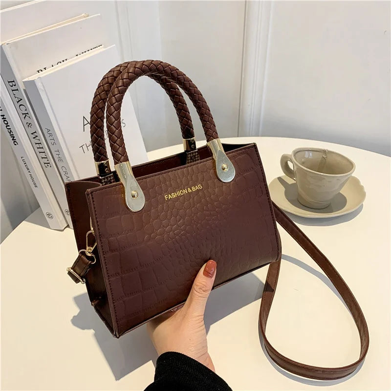 Women's Bags Trend Handbags Simple Braided Cheap Designer Luxury Stone Crossbody Bags Female Totes Shoulder Handbags  for Women