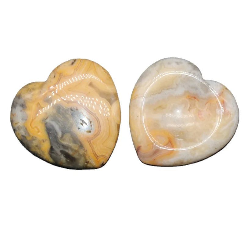 HZ Wholesale Heart Worry Stone Healing Chakra Engergy Gemstone Crystal Crazy Agate Palm Stone Pocked Thumb Massage Worry Stones for