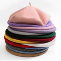 RTS Autumn Winter School Wholesale Cheap Berets for Sale Fashion Woman Kids 30 Plain Colors Black Summer Polyester Beret Hat