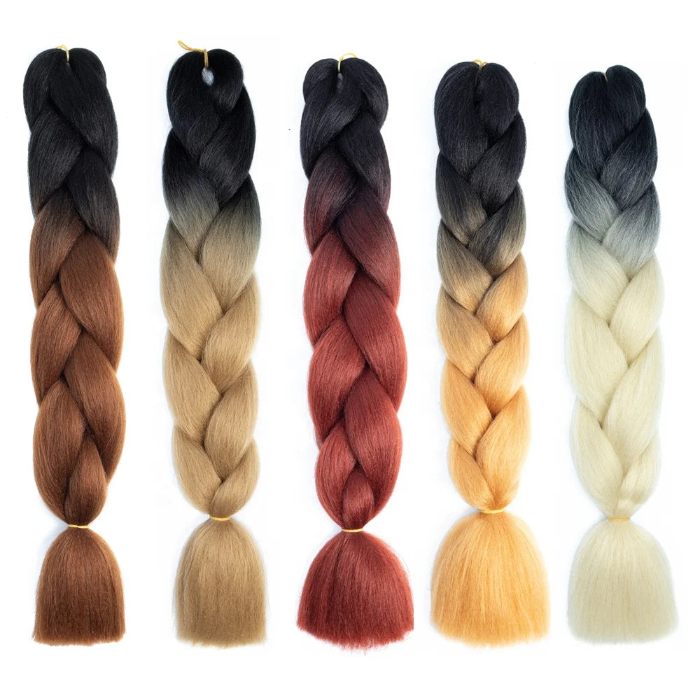 YASIN Jumbo Hair Braid Crochet Heat Resistant High Temperature Synthetic Fiber 24 Inch Dyed Non-Remy African Braided Single Weft