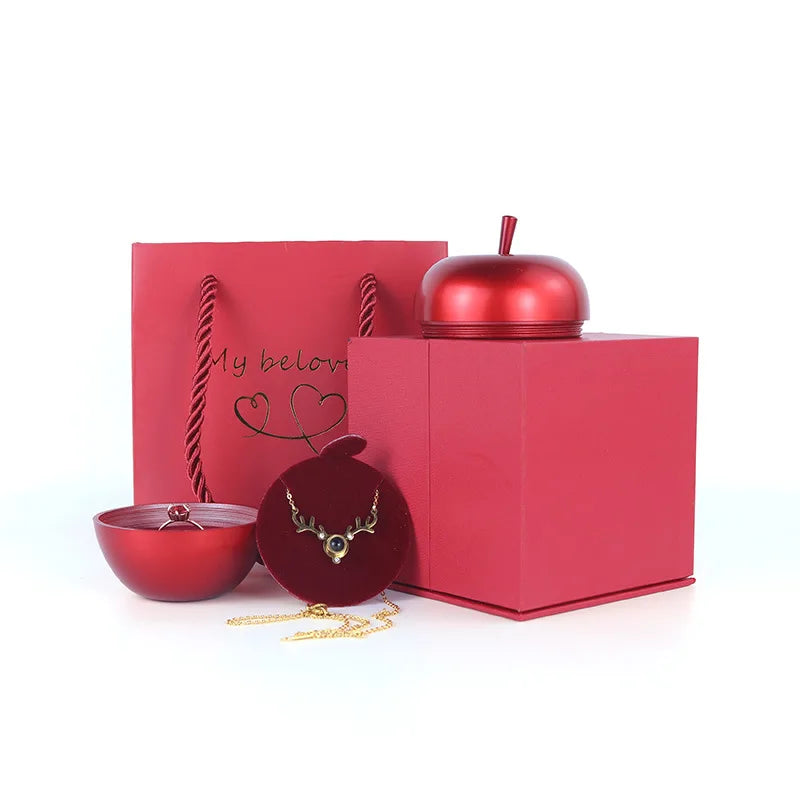 Luxury Custom Apple Shape Jewelry Packing Box Ring Pendant Necklace Box