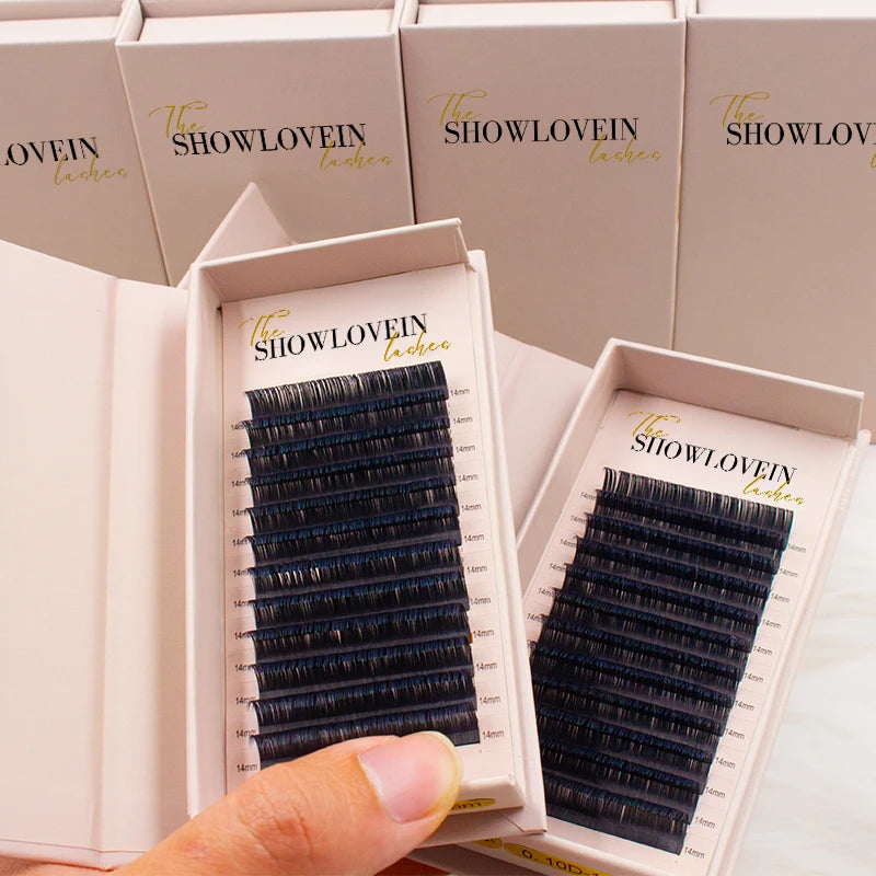 Matte Black Dark Fluffy Volume Lash Extensions 0.03 05 07mm Lash Trays Eyelash Extension Supplies