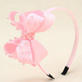CN Boutique Grosgrain Ribbon Polyurethane Sweet Pink Pearl Bowknot Headband for Kids Girls 5.9Inch