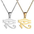 Egyptian Horus Eye Cut Pendant Gold Plated Stainless Steel Chain Protective Amulet Accessory for Men Women African Jewelry