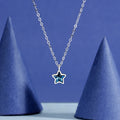925 Sterling Silver Star Pendant Choker Necklace Female Blue Crystal Gemstone Necklace Sweet Fashion Necklaces for Women Jewelry