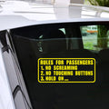 RULES FOR Passengers Funny Car Bumper Stickers Art Window EURO Vinyl Decal Gift Die Cut Decals Latop window Glass Vinyl Sticker