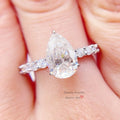 925 Sterling Silver Engagement Jewelry GRA 3.45 Carat Pear Cut Engagement Ring Moissanite