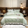 ODM/OEM Exquisite Flower Embroidery Green Duvet Cover Luxury 100% Cotton All Season Quilt Cover Bedding Set Supplier