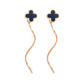 Nabest Stainless Steel Four Leaf Clover Charm Stud Earrings Jewelry Women PVD Plated Hypoallergenic Long Tassel Earrings