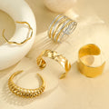 Women's Gold Plated Stainless Steel Fashion Bangle Hollow Water Wave Cuff with Tarnish-Free Statement Jewelry