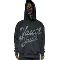 Wholesale Custom Men's Heavyweight 100% Cotton Hoodie Streetwear Style Rhinestone Design Printing Puff Crop Raw Hem Collar