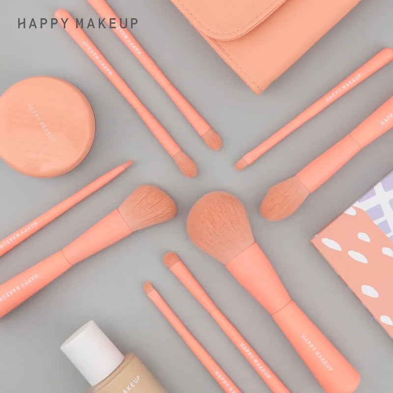 HMU Hot Pink-Makeup-Brush-Set Wholesale Face 9pcs Organic Eco Friendly Elegant Customisable Wood Soft Pink Make up Brushes