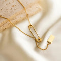 DAIHE Simple and Stylish Pin Letter Tassel Necklace Creative Stainless Steel square Brand Necklace