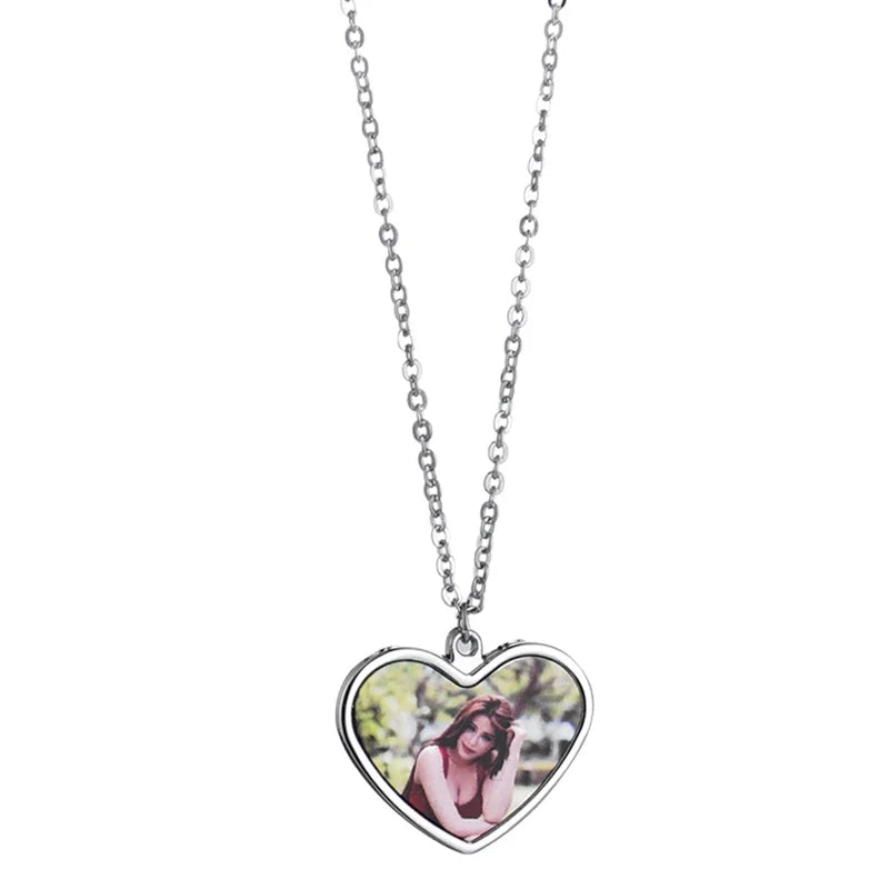 DIYJewelry Necklace Sublimation Blank Heart Metal Photo Necklace
