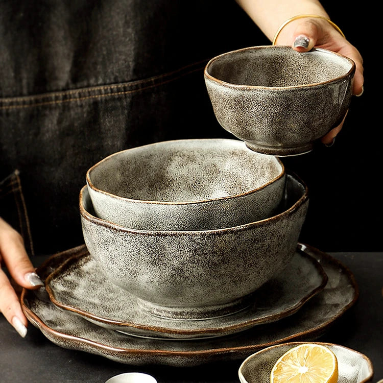 Japanese Style Modern Porcelain Rice Bowl Dinner Plate Single Tableware Salad Food Dish Wholesale Big Ramen Soup Bowl Food Grade