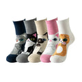 Womens Cute Dog Cat Novelty Animal Socks for Girl Cartoon Cotton Casual Crew Funny Socks 5 Pairs Dog Style Socks Ladies