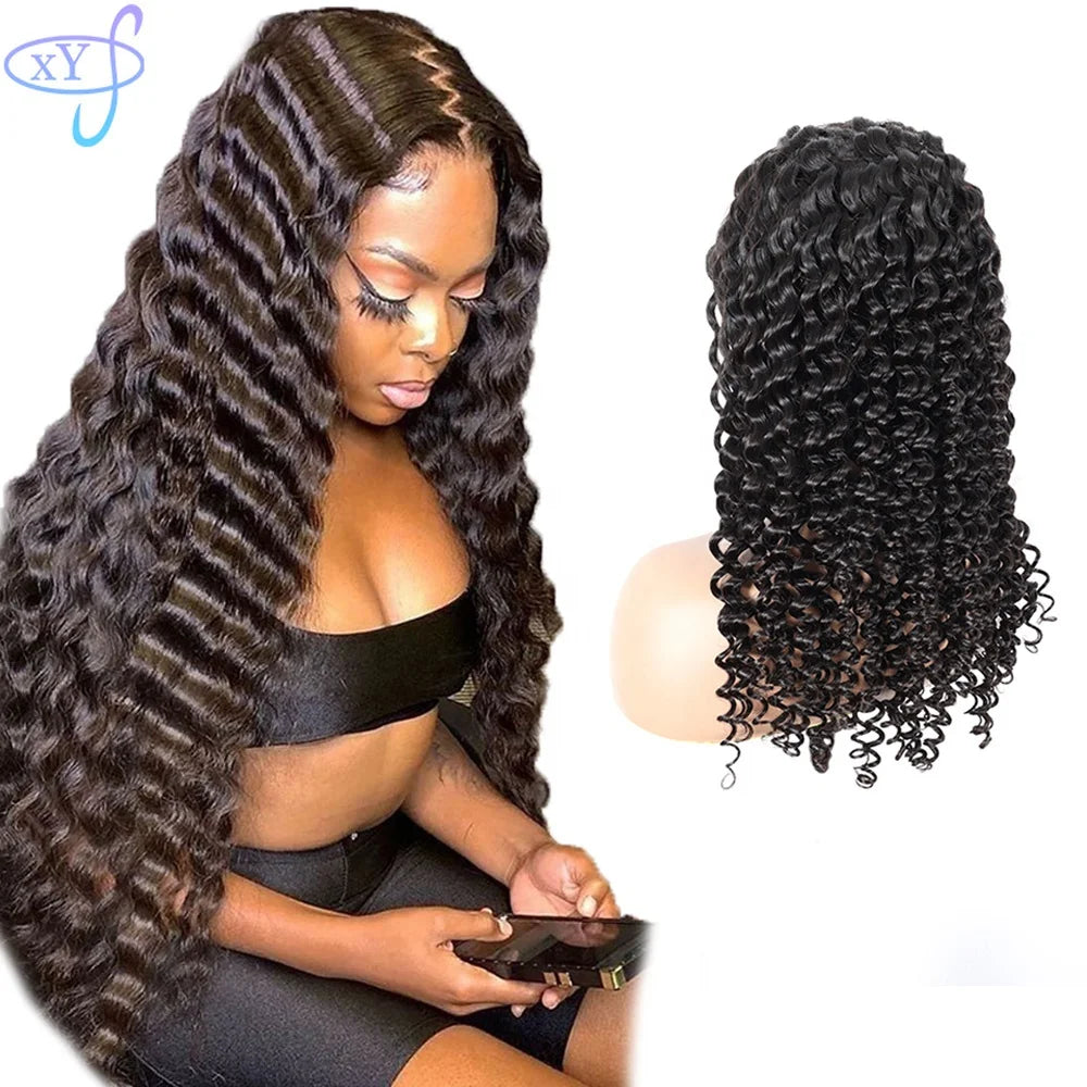 XYS 10-40 Inch Deep Wave 13x4 HD Lace Front Human Hair Wigs Wholesale Virgin Wigs for Black Women Partywear