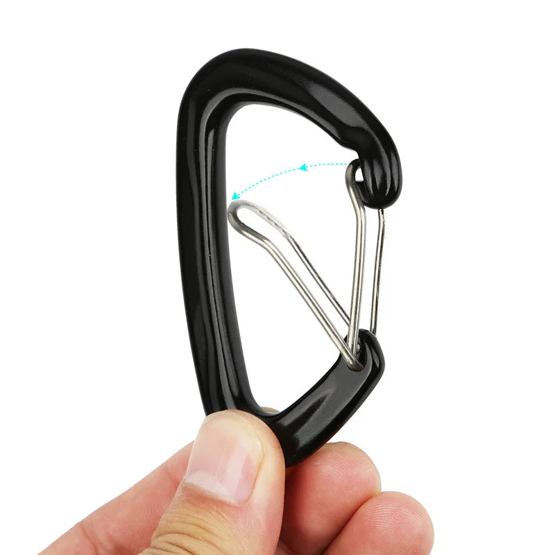 12kn D Shape Aviation Aluminum 7075 EN12275 Certified Hammock Out Camping Spring Carabin Snap Hook Clip