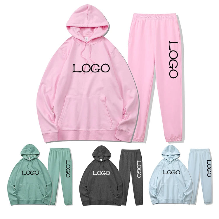 Winter Fleece Tracksuit Hoodie and Sweatpants Set 100% Cotton Casual Breathable Unisex