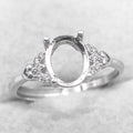 Sterling Silver 7*9mm Semi Mount Ring Empty Frame Blank Support Claw Setting S925 Base Holder Without Center Stone for DIY Inlay