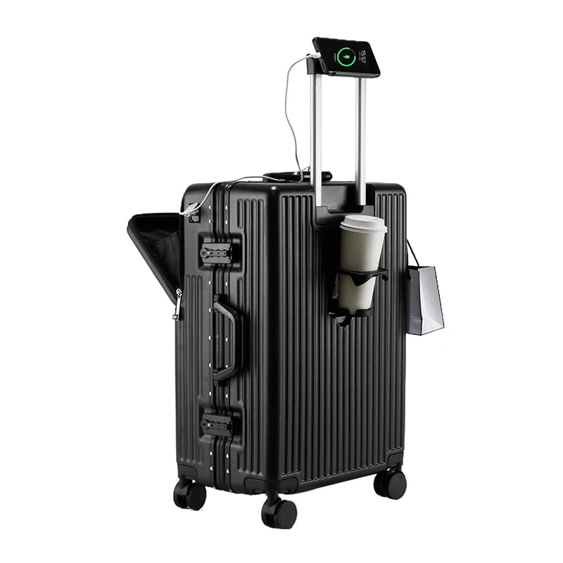 Zipperless Luggage with Spinner Wheels Aluminum Hard Shell Carry-On 20" Travel Bags Luggage Wholesale Products Cabin Suitcase