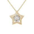 Luxury Design 18K Solid Gold with Dancing Diamond Star Shape Pendant Flash O Chain Necklace for Women Girl Jewelry Wholesale
