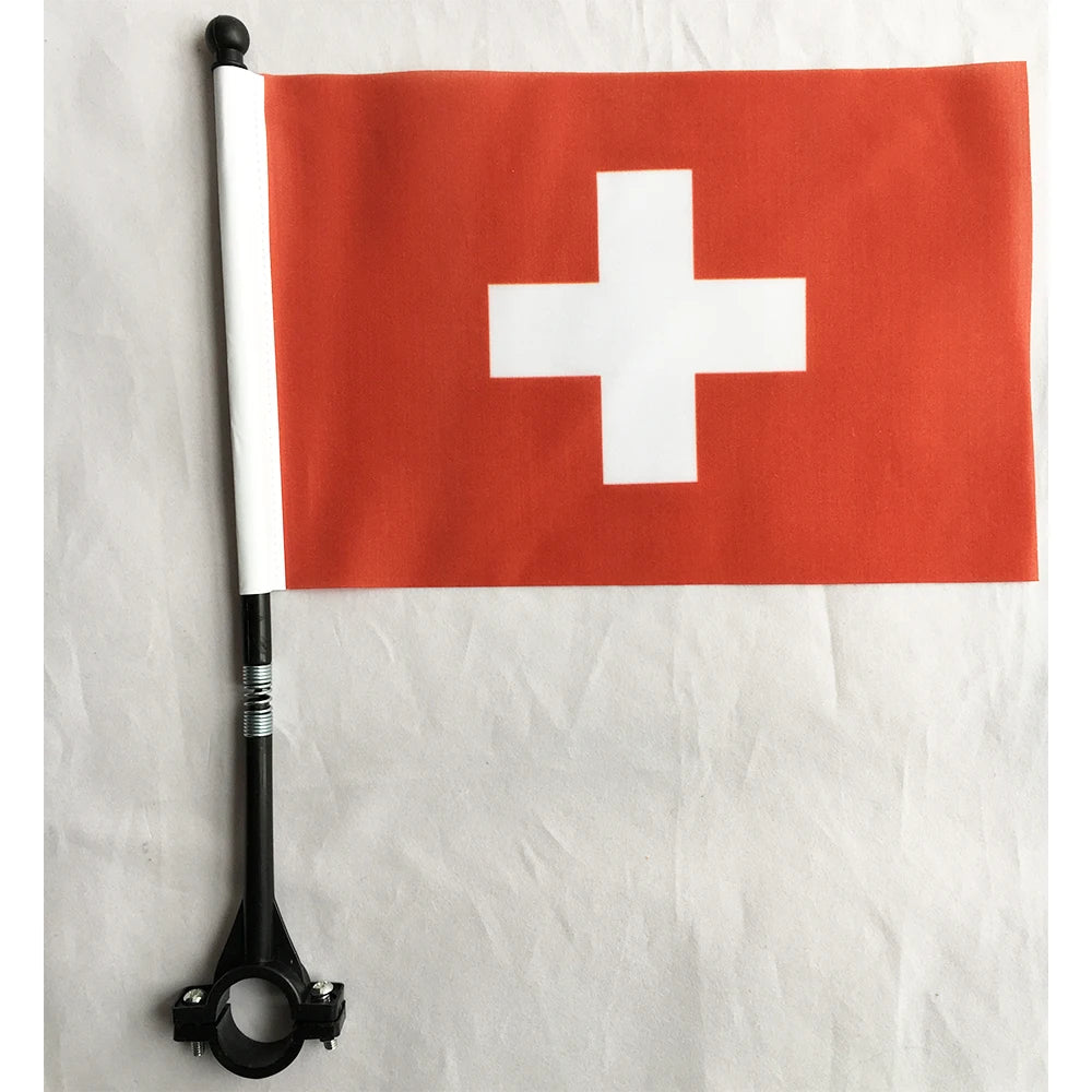 Polyester Custom Printing Different Country Bicycle Flag Handlebar Switzerland Flag  for Outdoor Cycling Decoration