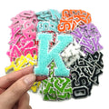 New Embroidered Silver Edge Aqua Blue Glitter Bling Chenille 6.5cm Iron-On Aqua Blue Letter Patches