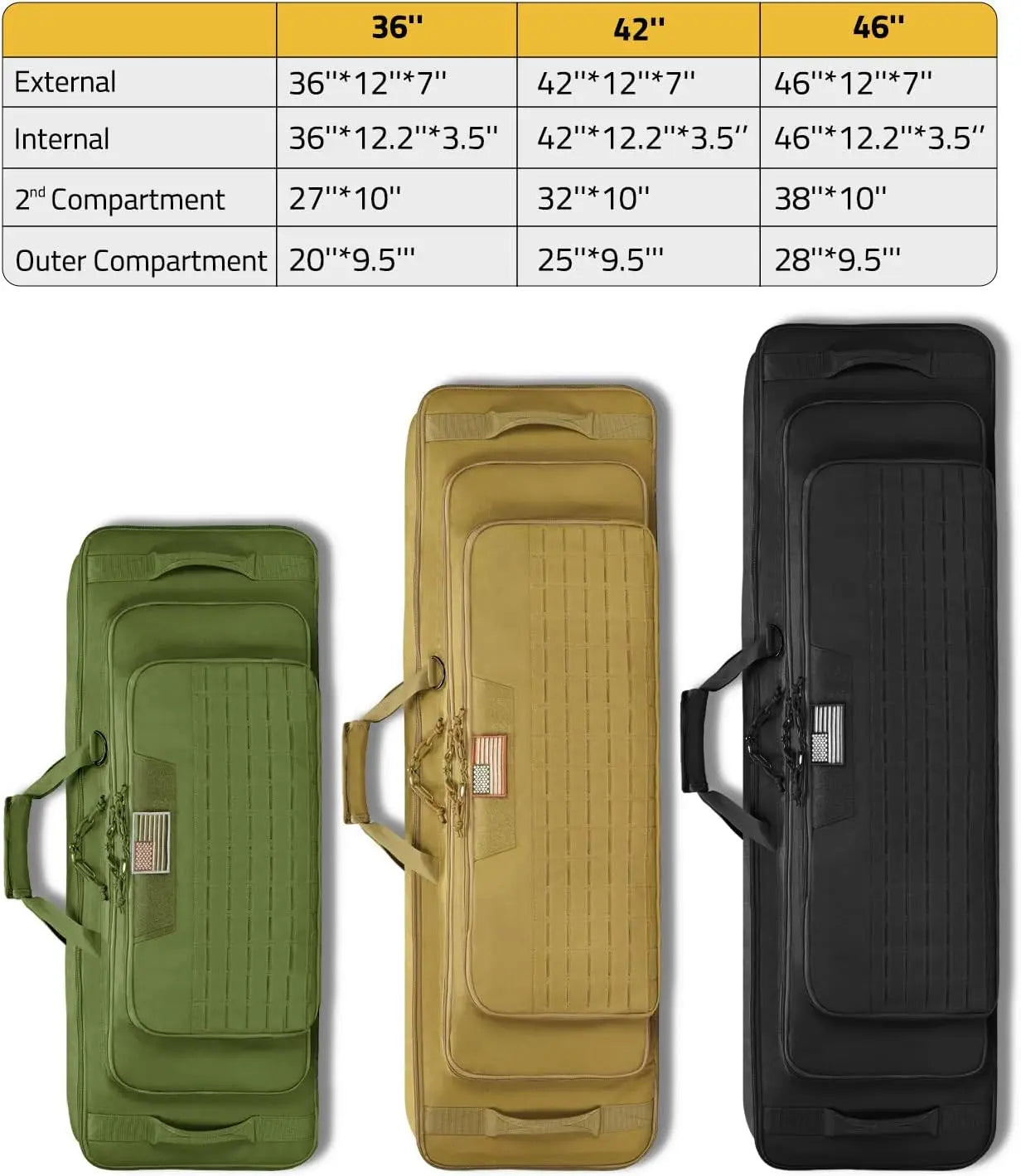 CVLIFE Green 42" Soft Case Double Lockable Zipper Tactical Long Gun Backpack Strap Outdoor Hunting Scope Accessories Polyester