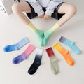 Trending Ins Style Knitted Cotton Ombre Socks Women Crew Skateboard Socks Gradient Rib Cuff