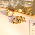 Chris April Fashion in Stock 316L Stainless Steel PVD Gold Plated Minimalist Glossy Hoop Earring